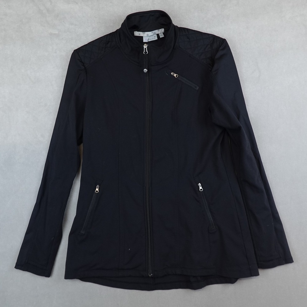 Athleta Jacket Full Zip Black Fleece Zip Pockets Size Large